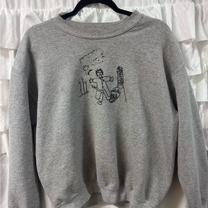 Unbranded Gray Embroidered Crewneck Sweatshirt
